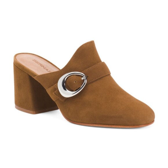 NEW BERNARDO Made In Brazil Suede Natasia Heeled Mules Safari for women 764tn - Picture 3 of 9